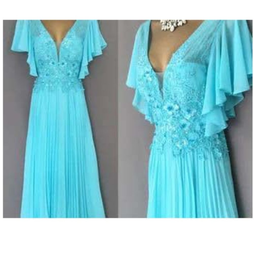 Veni Infantino Dress Elegant Size 10 Turquoise Special Occasion Exquisite